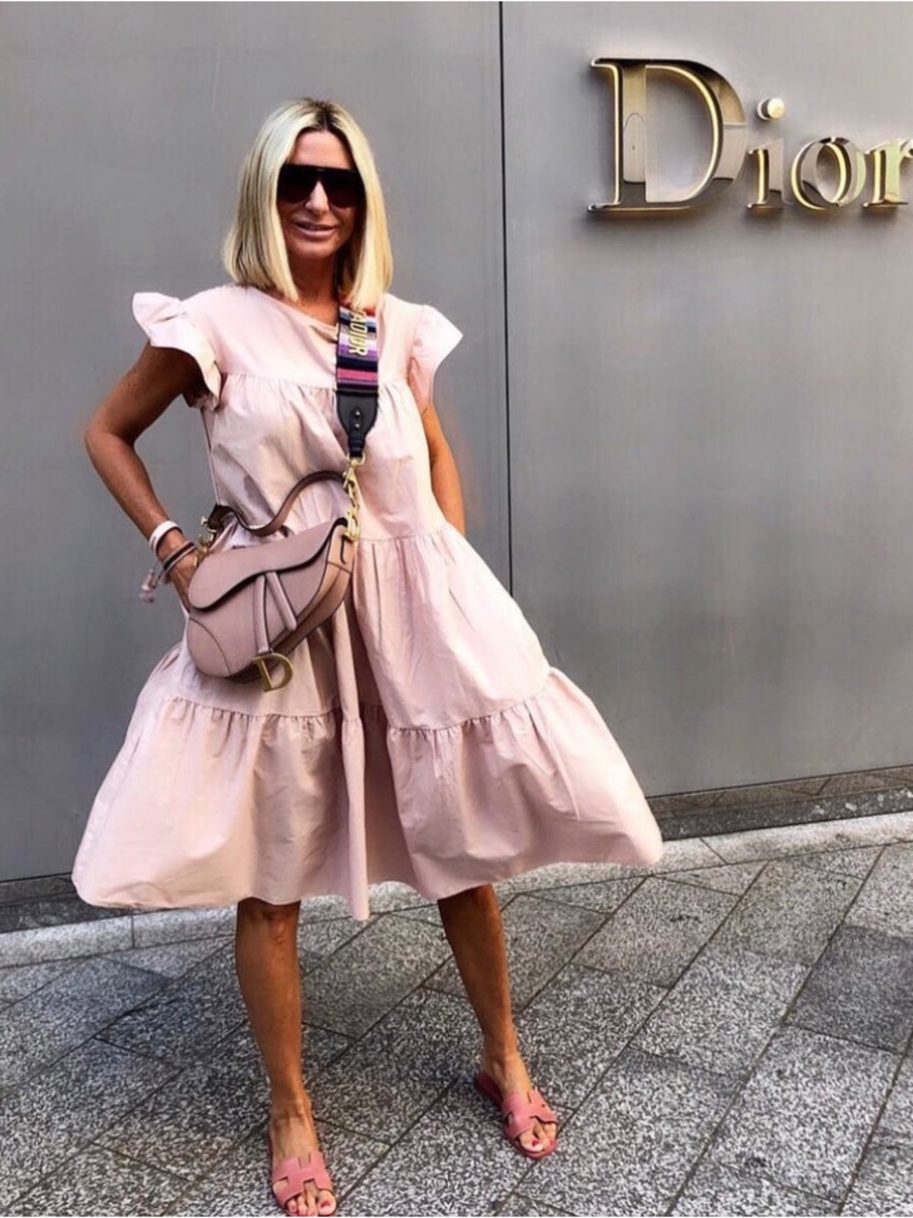 MARIELLE ALMELO 100% Egyptian Cotton Tiered Caro Pink Dress One Size NWT